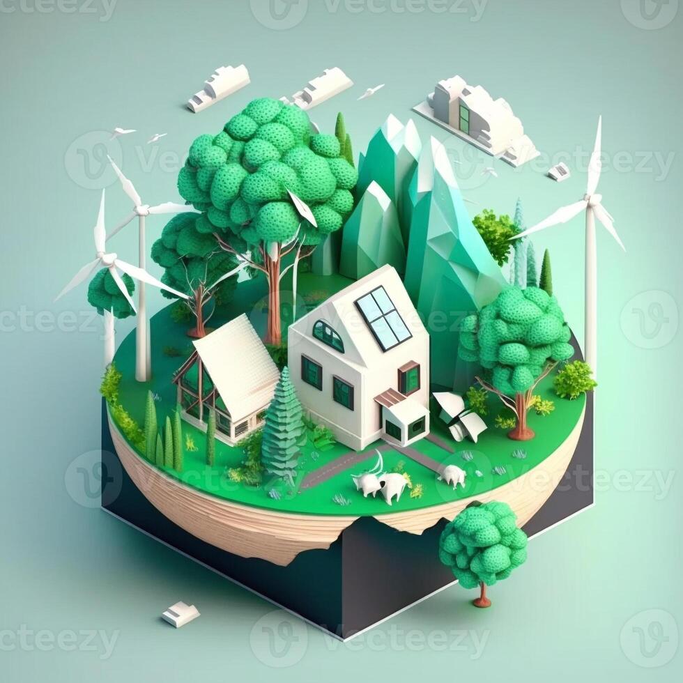 3d illustration of concept ecology, photo