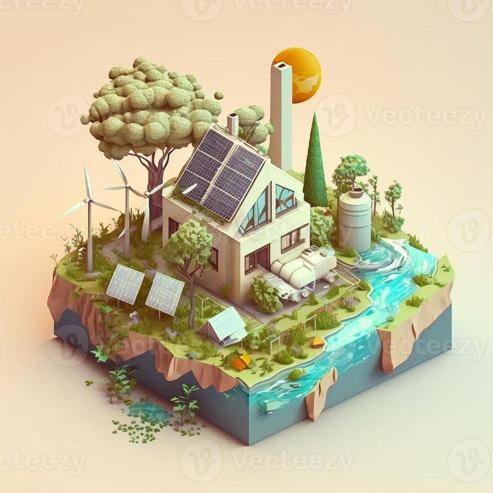 3d illustration of concept ecology, photo