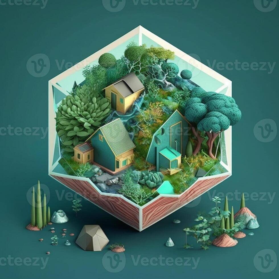 3d illustration of concept ecology, photo
