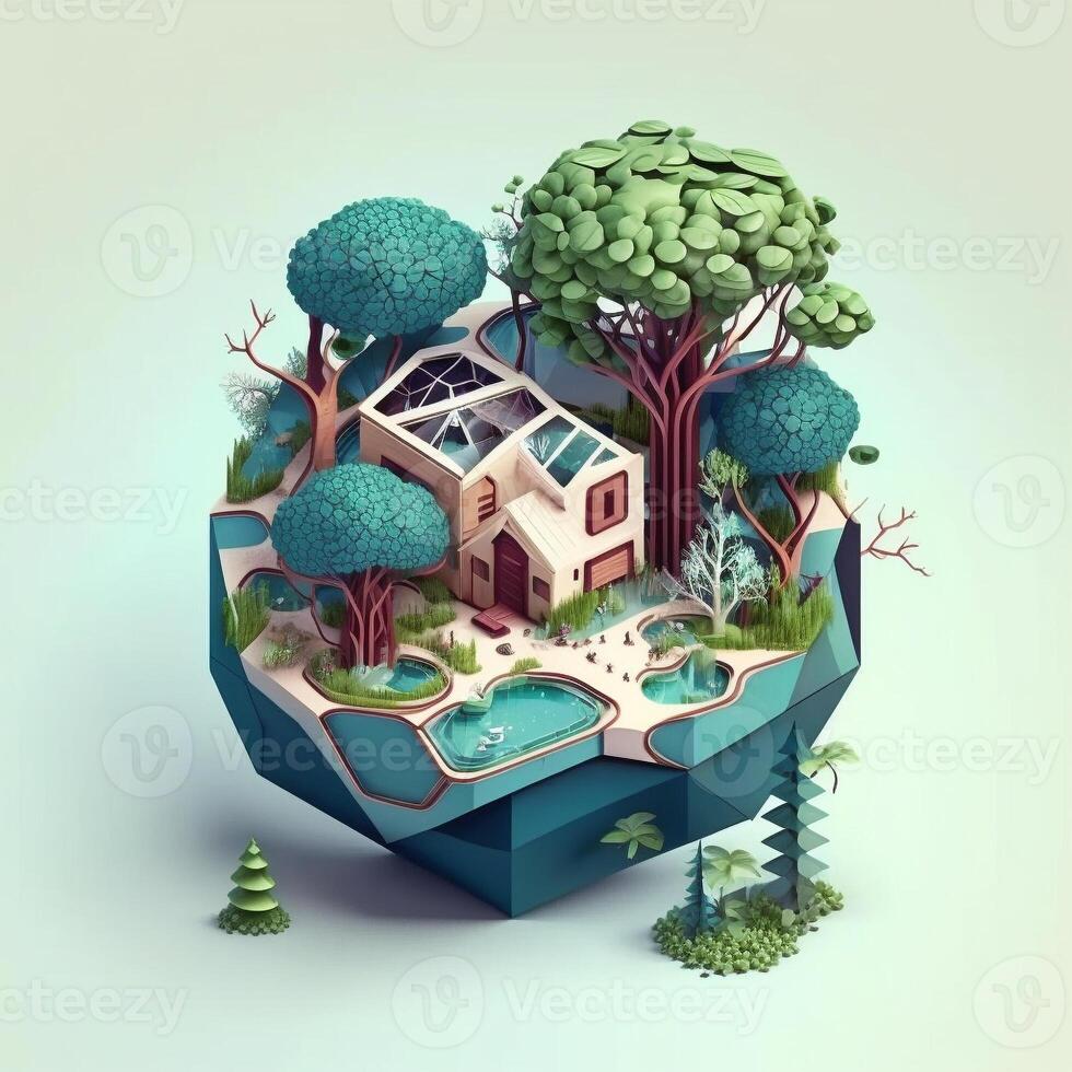 3d illustration of concept ecology, photo