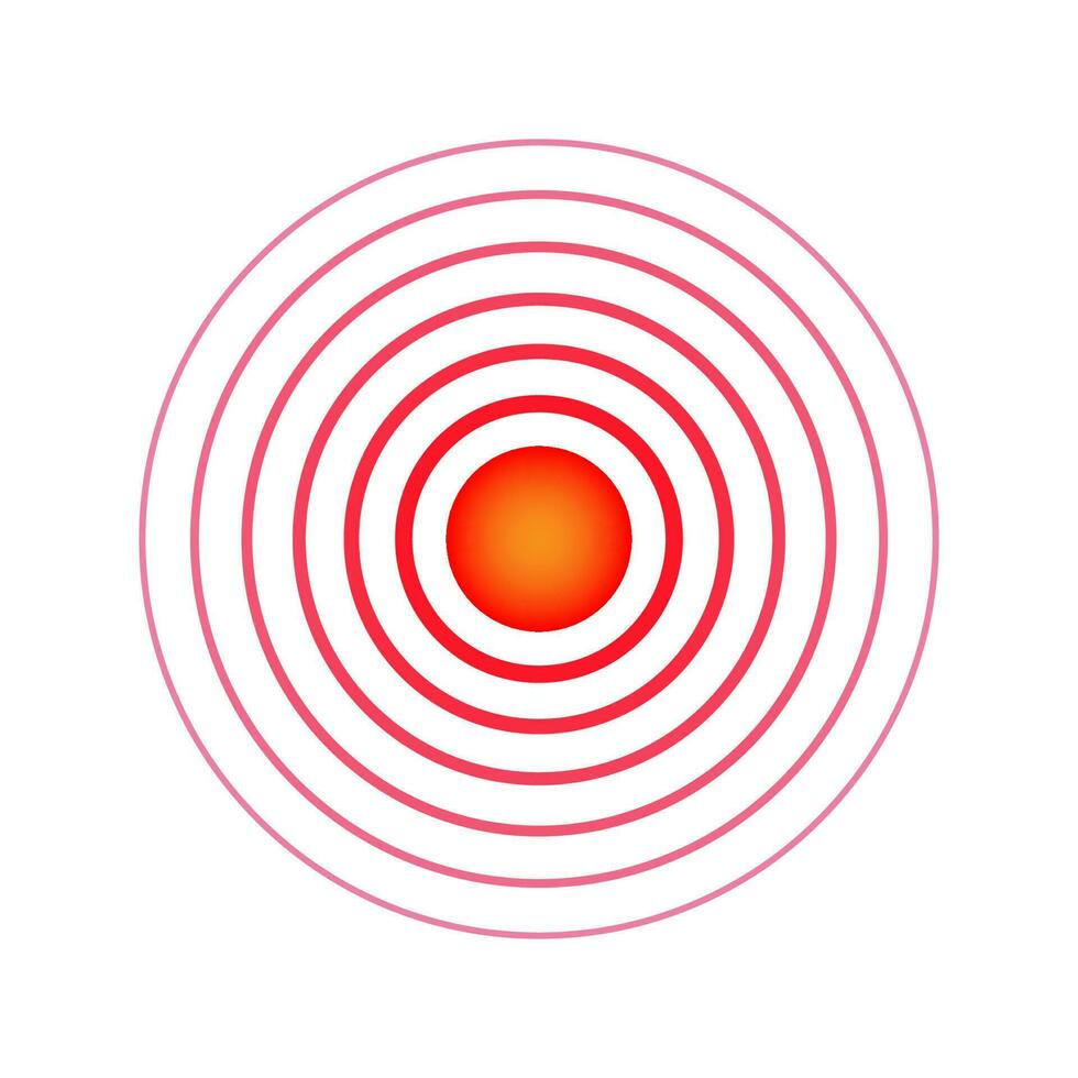 Pain circle. Red rings. Symbol throbbing pain. Medical design icon. Vector illustration