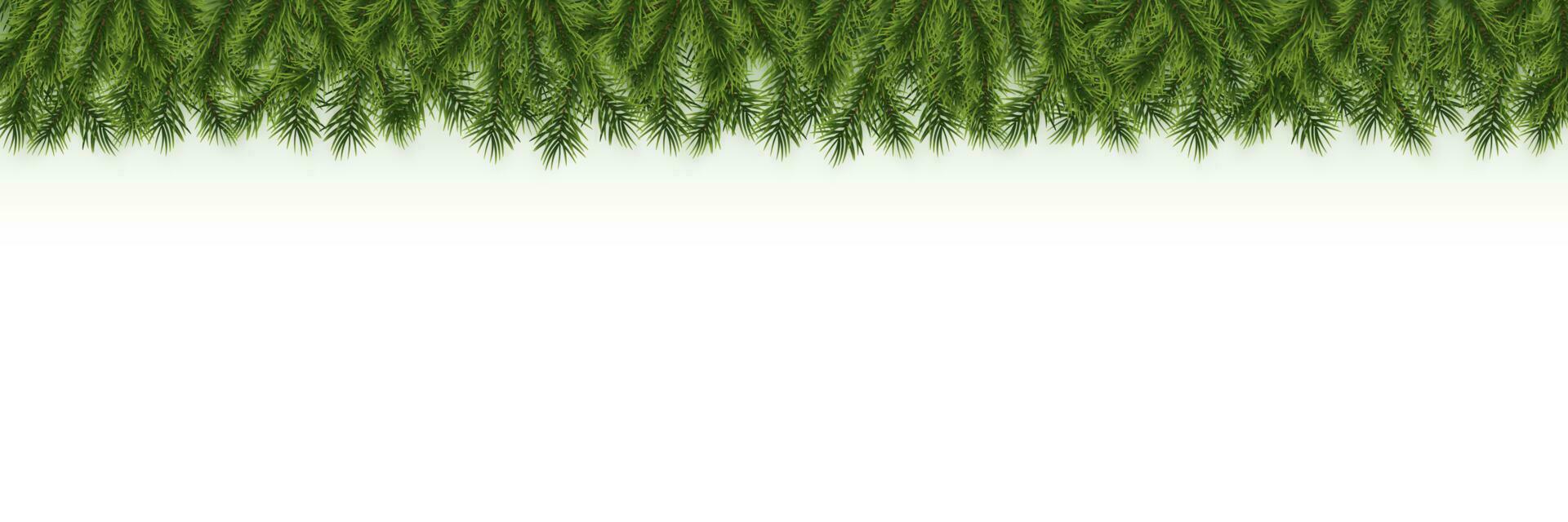 Festive Christmas or New Year garland. Christmas Tree Branches. Holiday's Background. Vector illustration