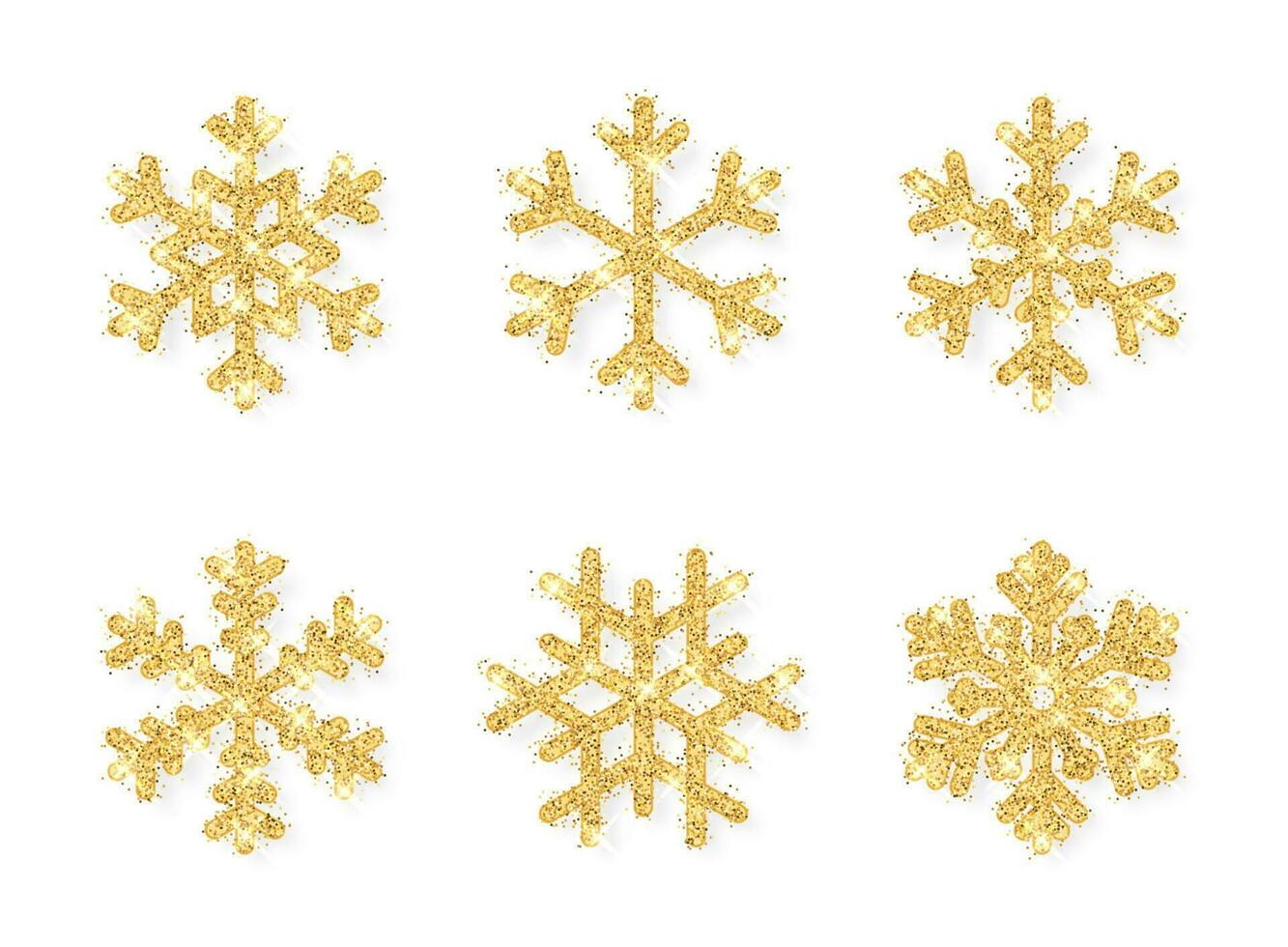 brillante oro copos de nieve en blanco antecedentes. Navidad y nuevo año antecedentes. vector ilustración