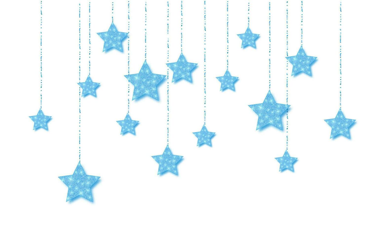 azul entrega brillante Brillantina brillante estrella aislado en blanco antecedentes. vector ilustración