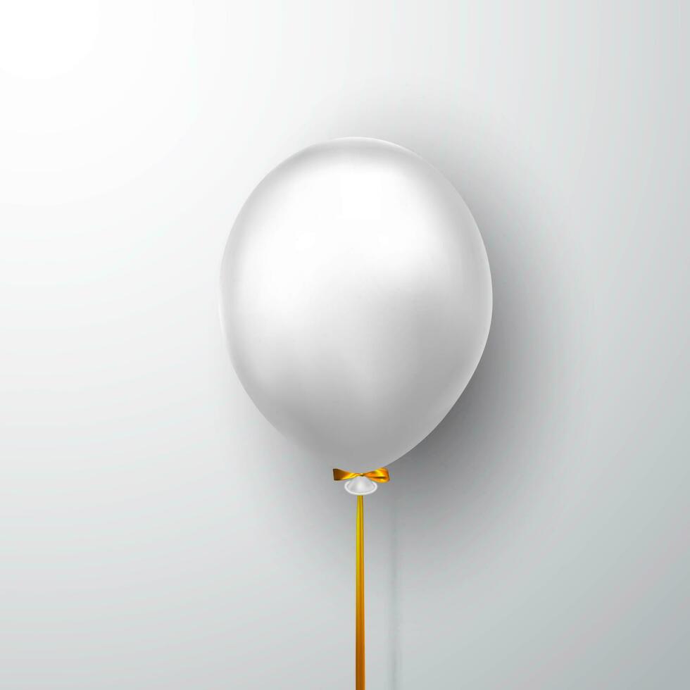 realista blanco globo en blanco antecedentes con sombra. brillar helio globo para boda, cumpleaños, fiestas. festival decoración. vector ilustración