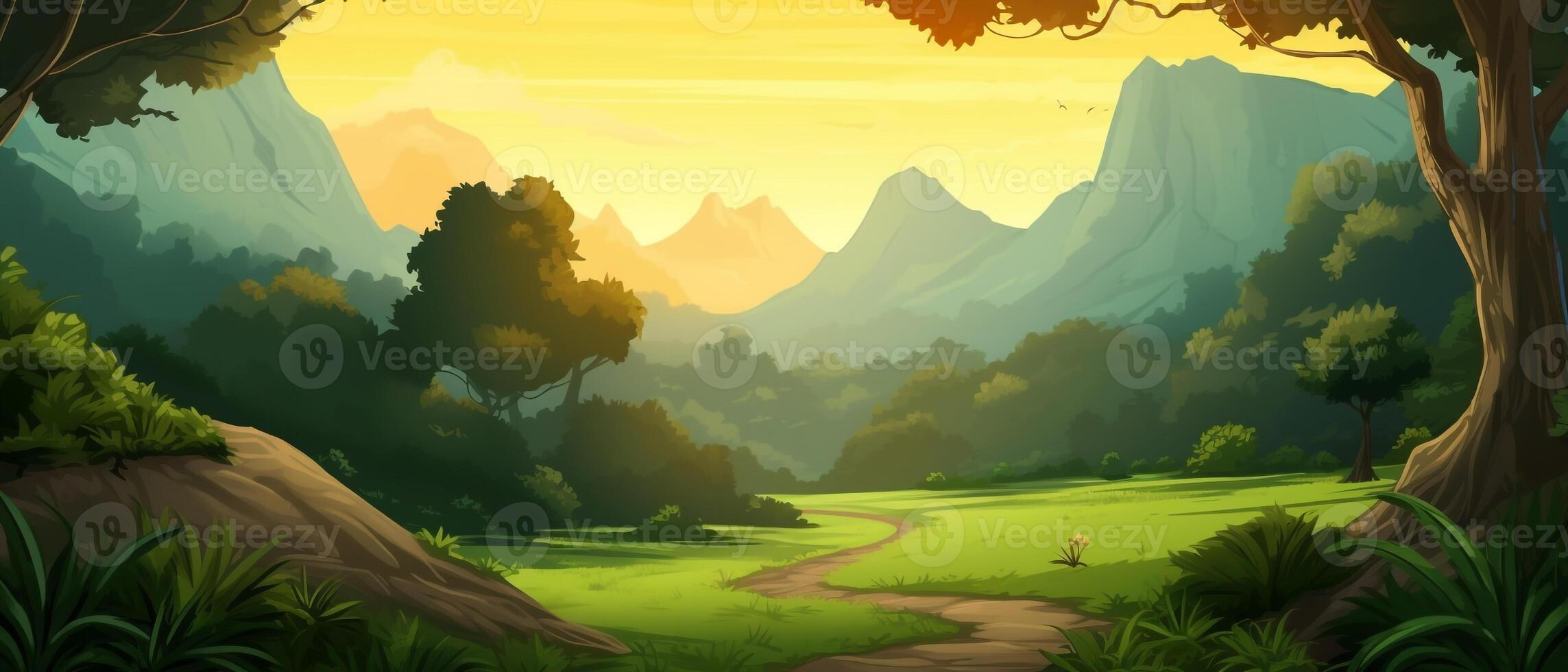 Nature landscape of forest and mountain. photo