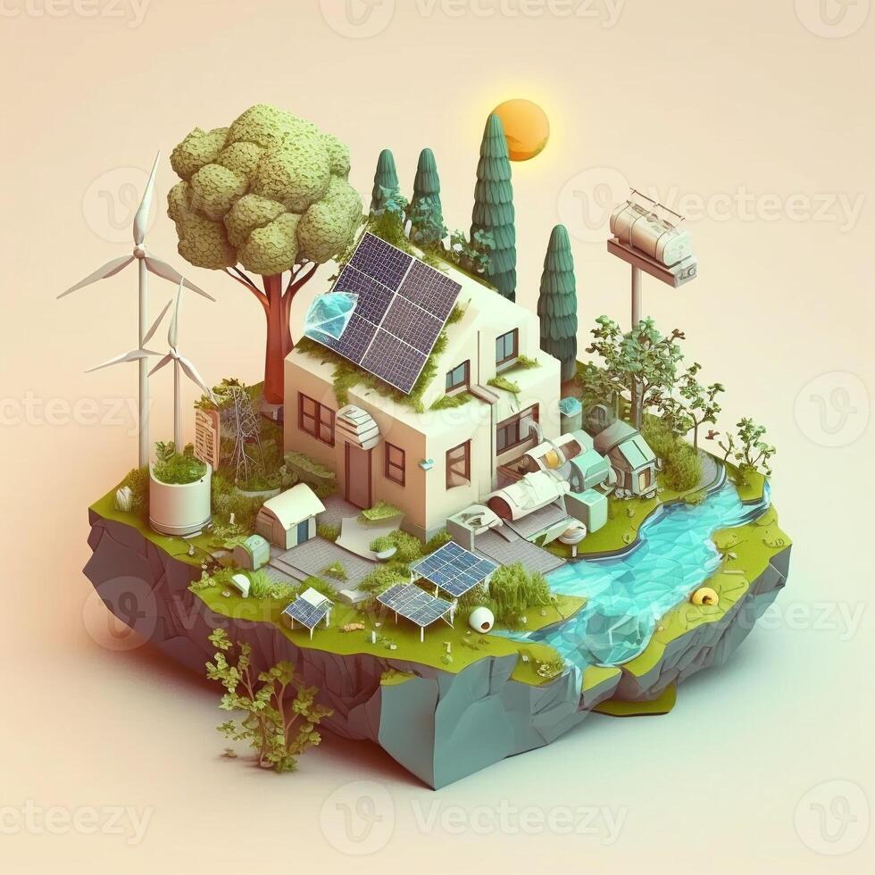 3d illustration of concept ecology, photo