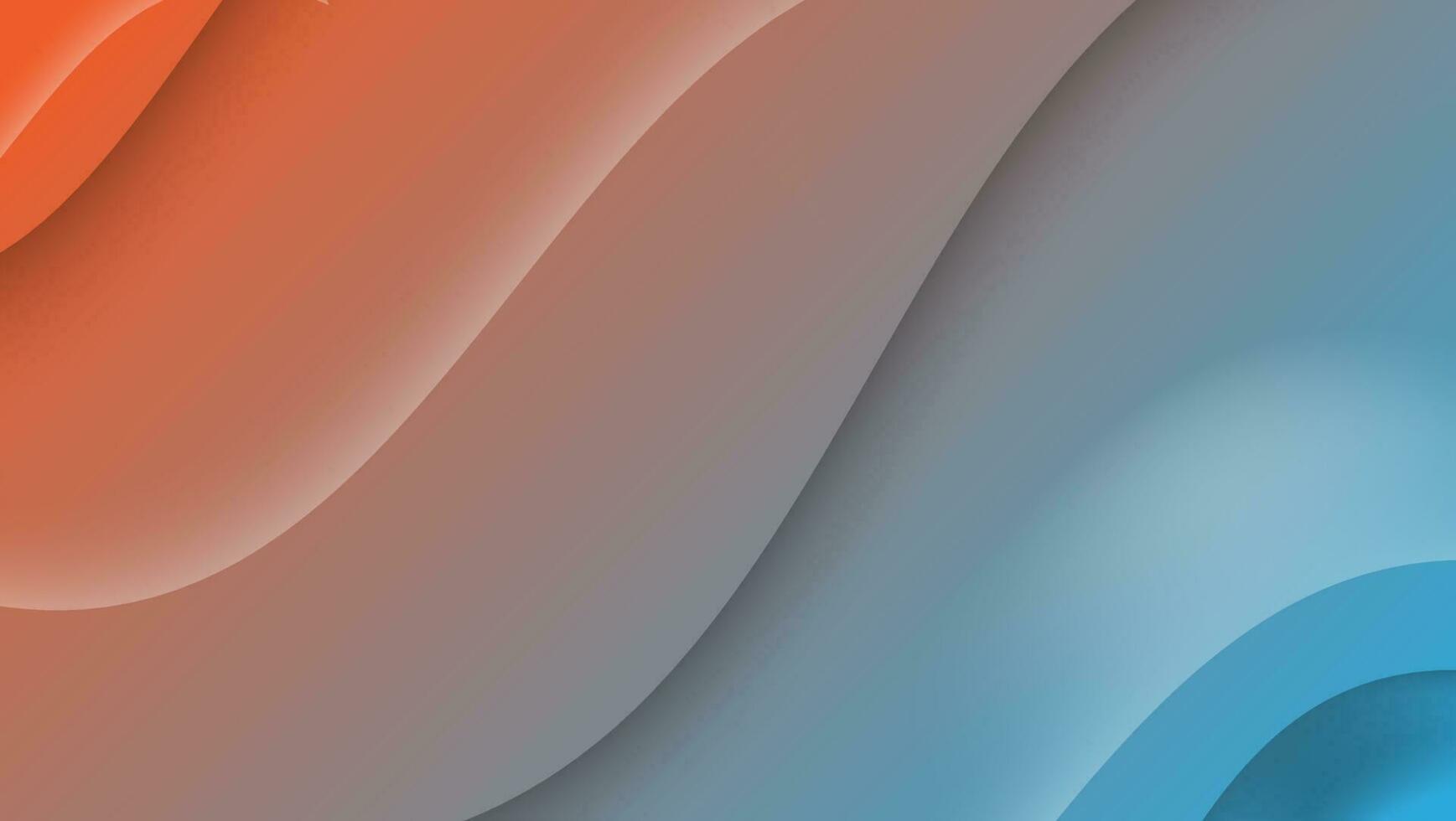 abstract dynamic wavy background in blue and orange gradient color vector