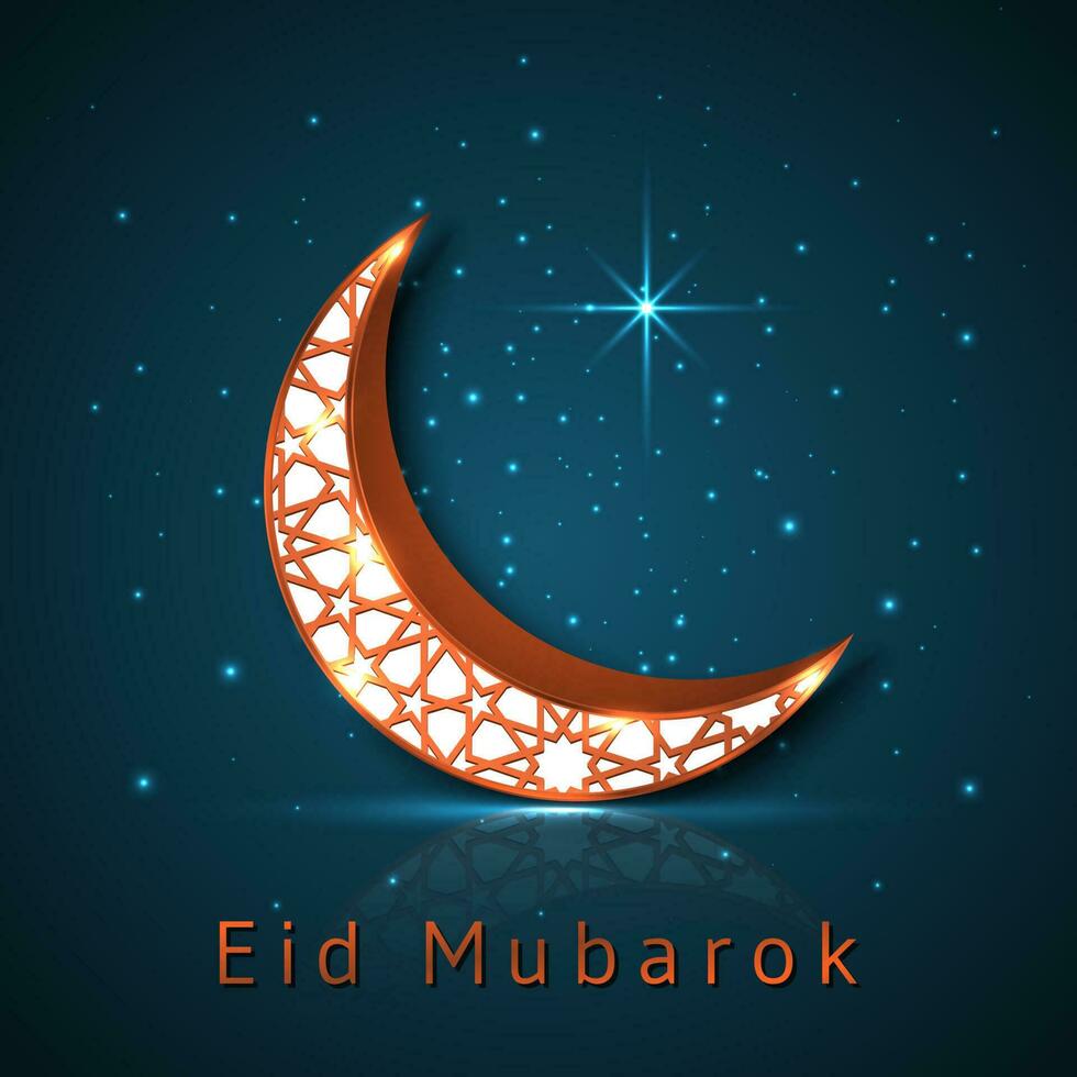 eid Mubarak islámico diseño creciente Luna. vector ilustración