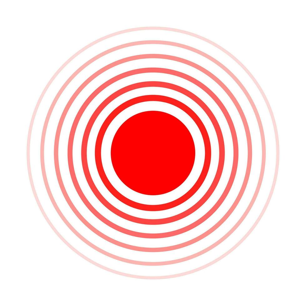 Pain circle. Red rings. Symbol throbbing pain. Medical design icon. Vector illustration