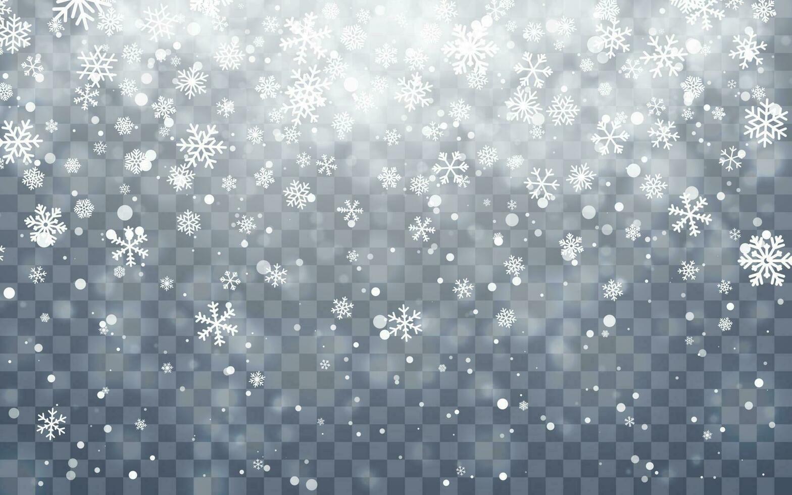 Christmas snow. Falling snowflakes on dark background. Snowfall. Vector illustration