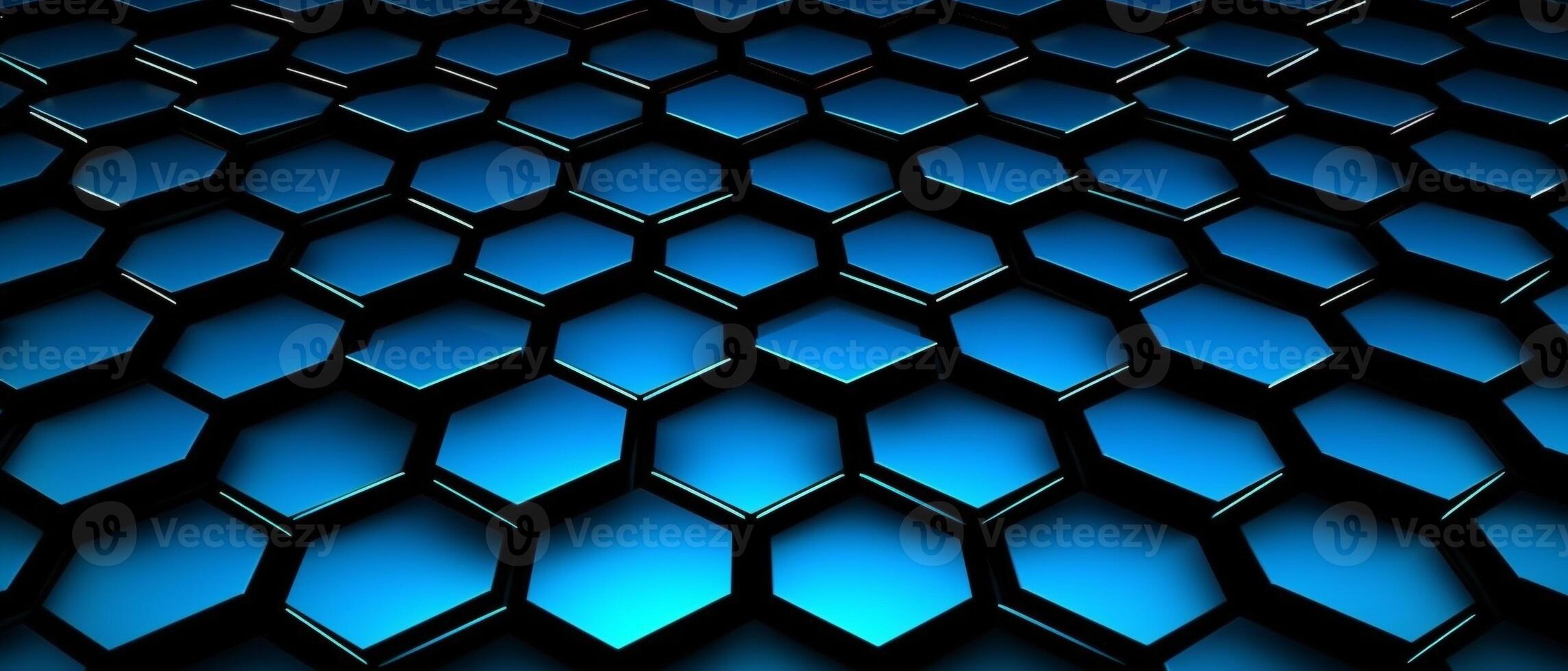 Futuristic black and blue hexagon background technology concept. photo