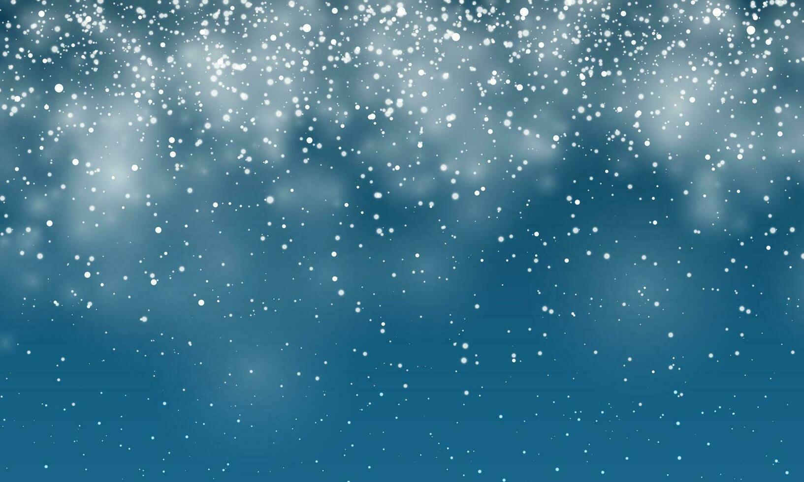 Christmas snow. Falling snowflakes on dark blue background. Snowfall. Vector illustration