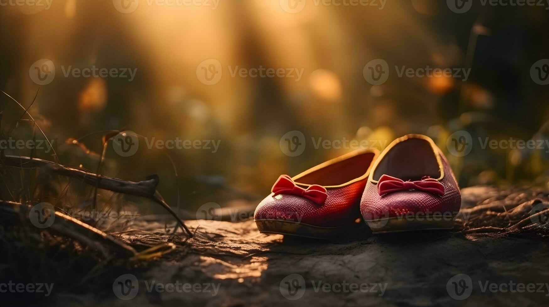 A pair of pink kids shoes outside good concept image for missing girl or kids. photo