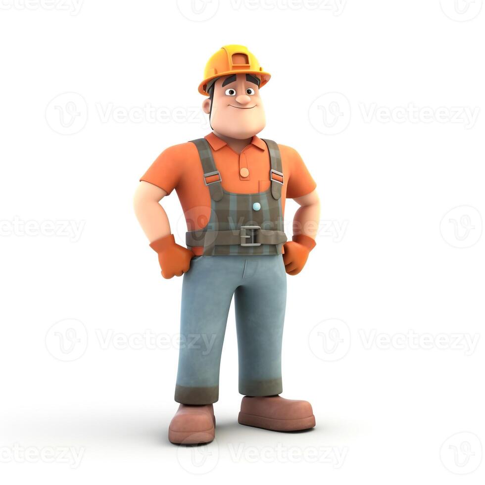 3d character of construction worker. photo