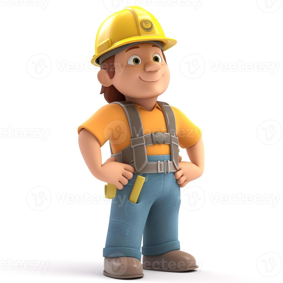 3d character of construction worker. photo