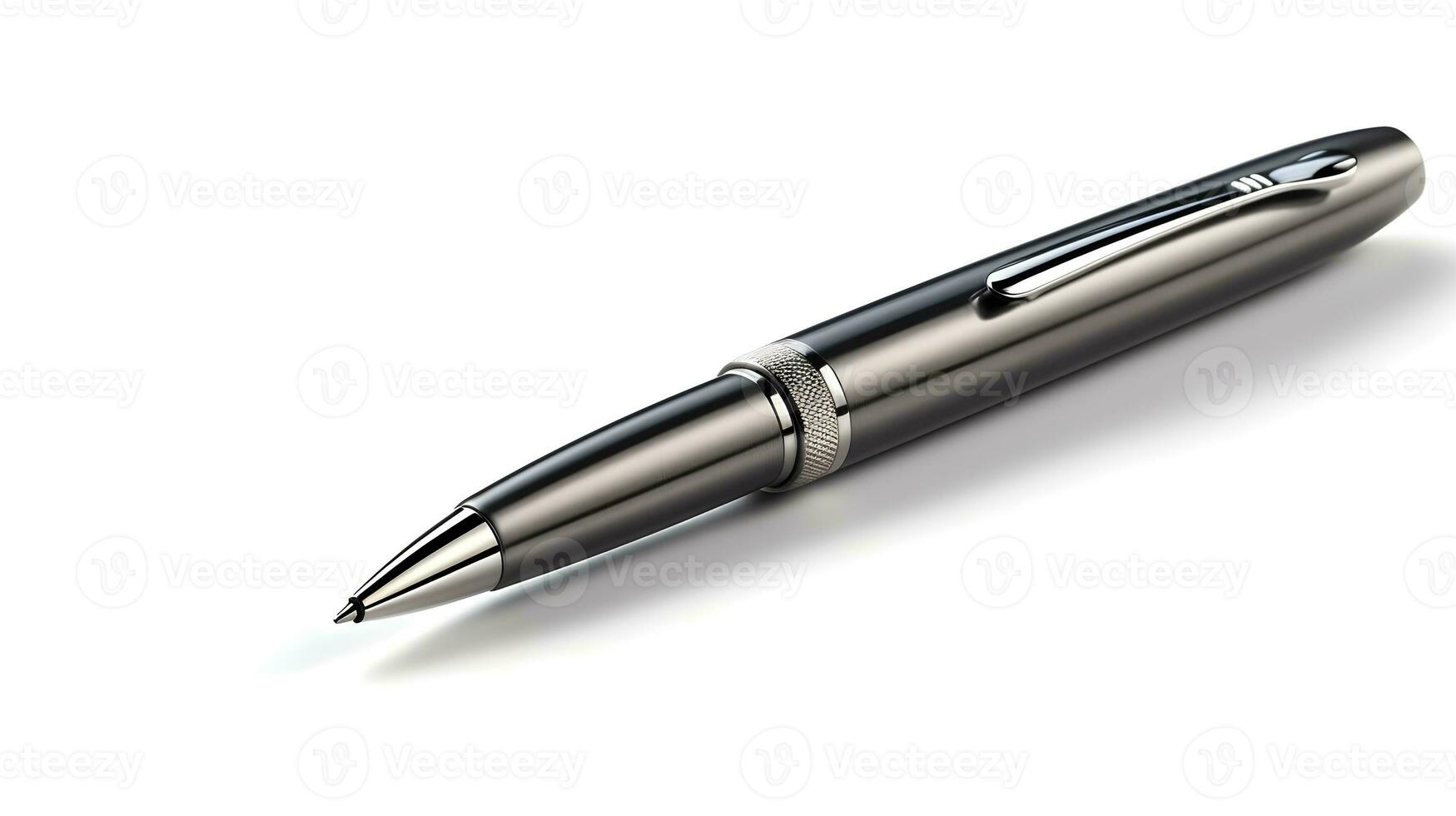 Black pen or ball point or ball pen to write something elegant macro concept isolated on white. photo