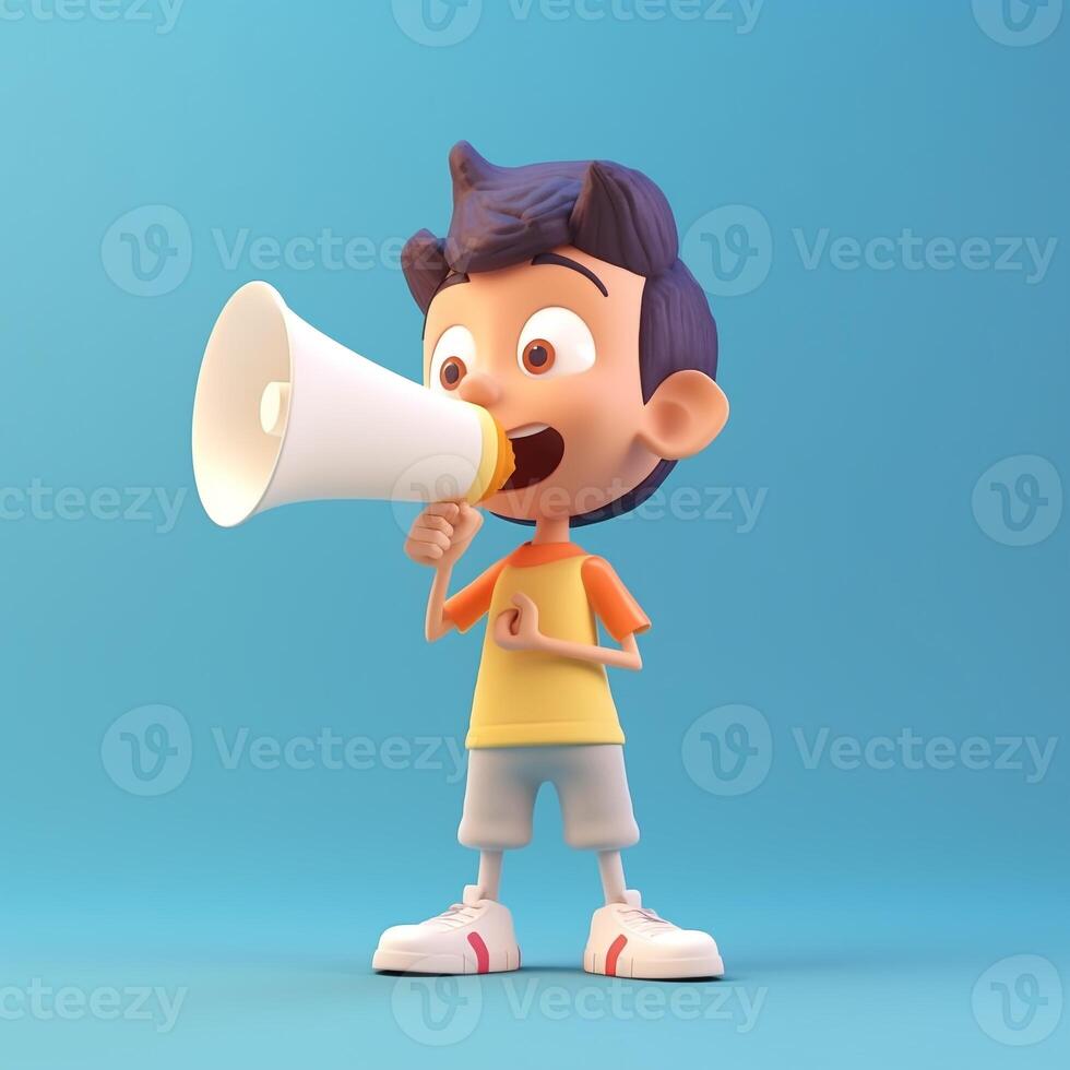 Cartoon character speaking into a megaphone. photo