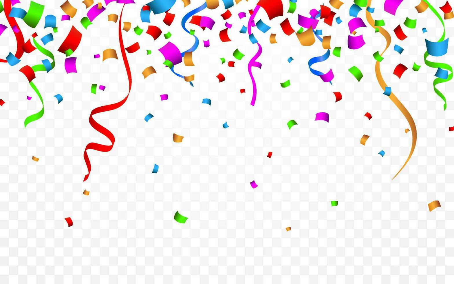 Colorful confetti. Celebration carnival ribbons. Luxury greeting card. Vector illustration