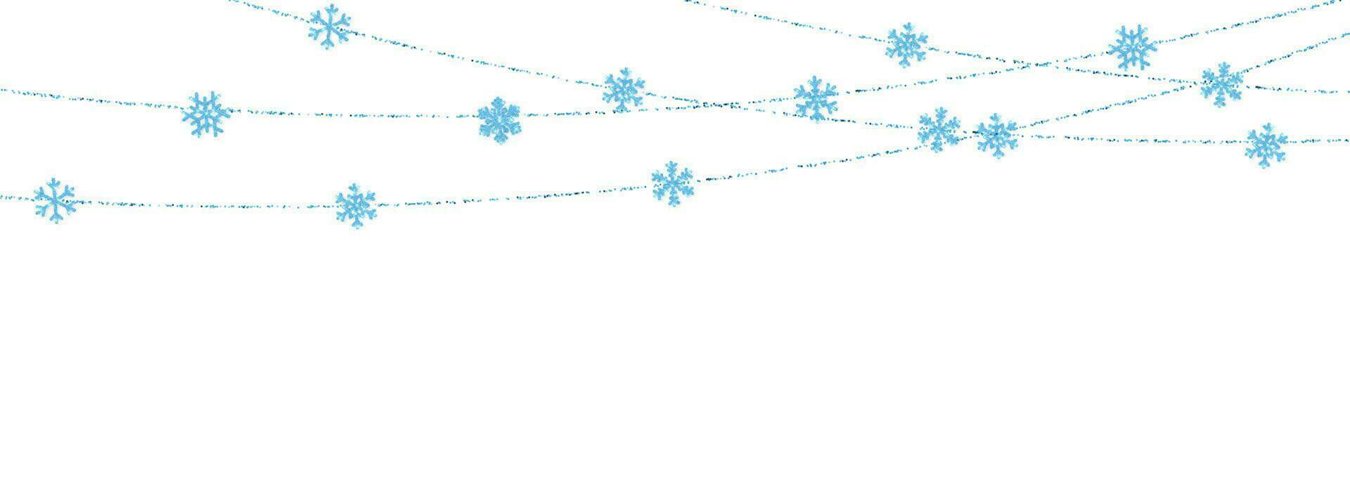 Navidad o nuevo año azul decoración en blanco antecedentes. colgando Brillantina copo de nieve. vector ilustración