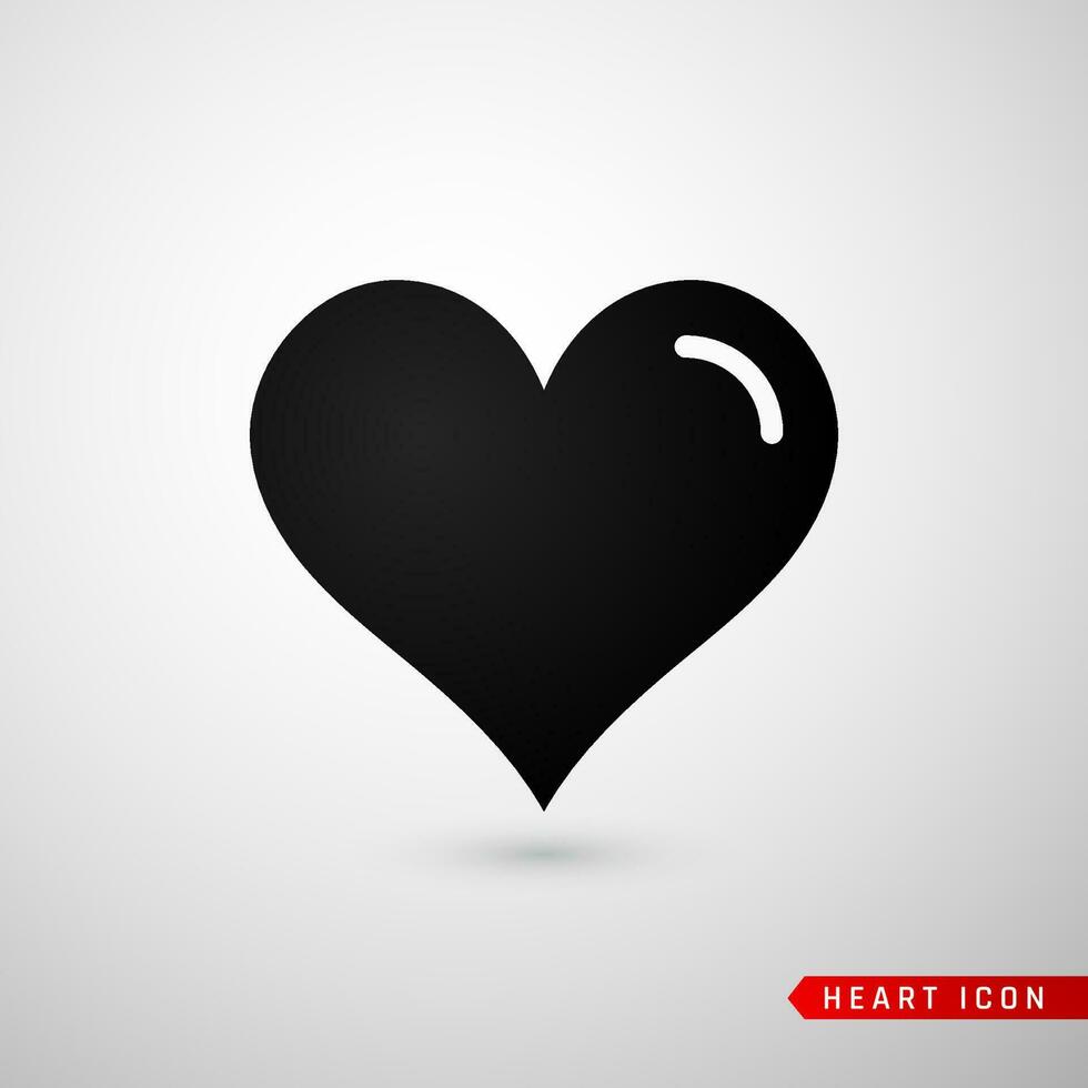 Heart flat icon. Love symbol isolated on gray background. Vector illustration