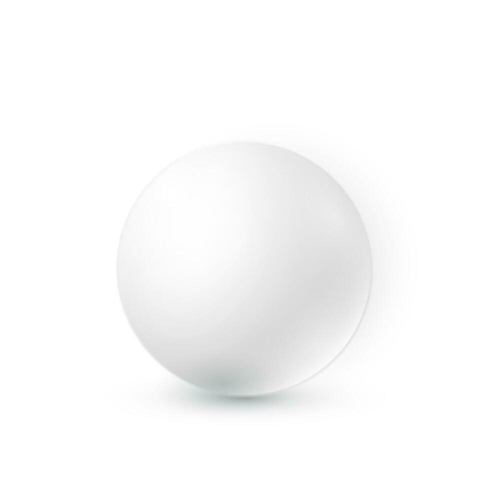White ball with shadow. 3D sphere. Vector illustration