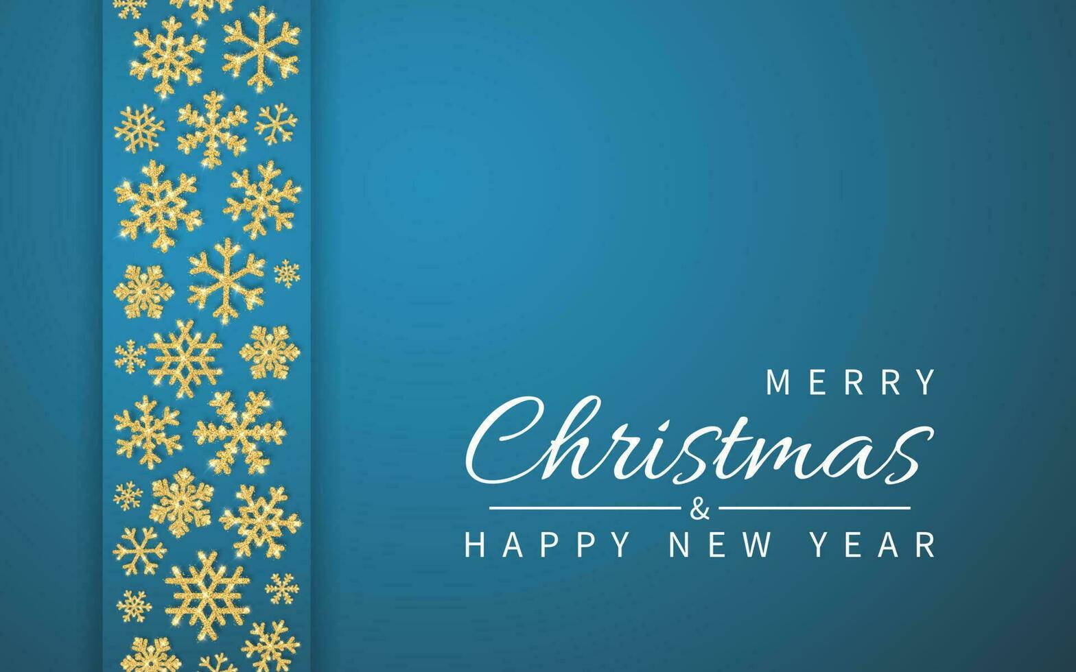Shining glitter glowing blue snowflakes on blue background. Christmas and New Year background. Vector illustration