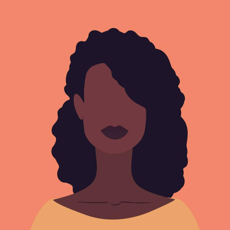 resumen sin rostro retrato de un joven africano mujer. belleza y diversidad. vector ilustración en plano estilo