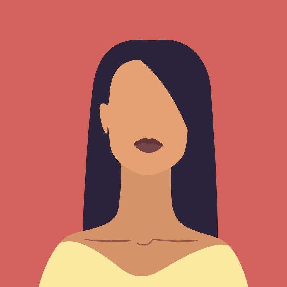 resumen sin rostro retrato de un joven latín mujer. belleza y diversidad. vector ilustración en plano estilo