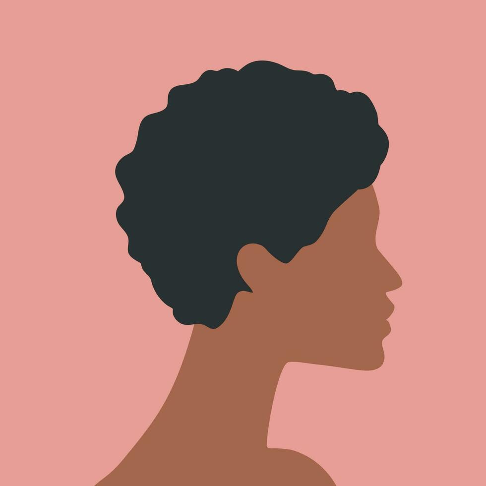 Abstract portrait of a woman in profile. Faceless female profile outline. Minimal design. Vector art