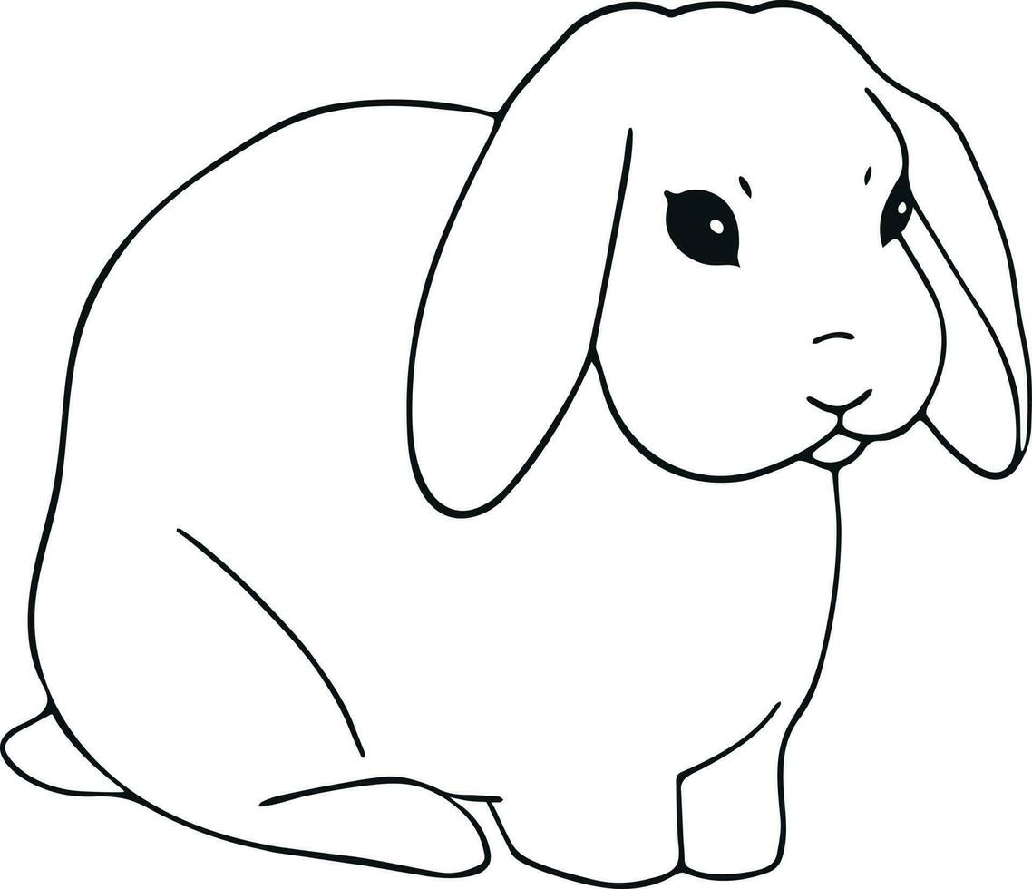 Hand drawn art of a sitting rabbit. Cute simple hand drawn bunny. Animal outline isolated on white vector