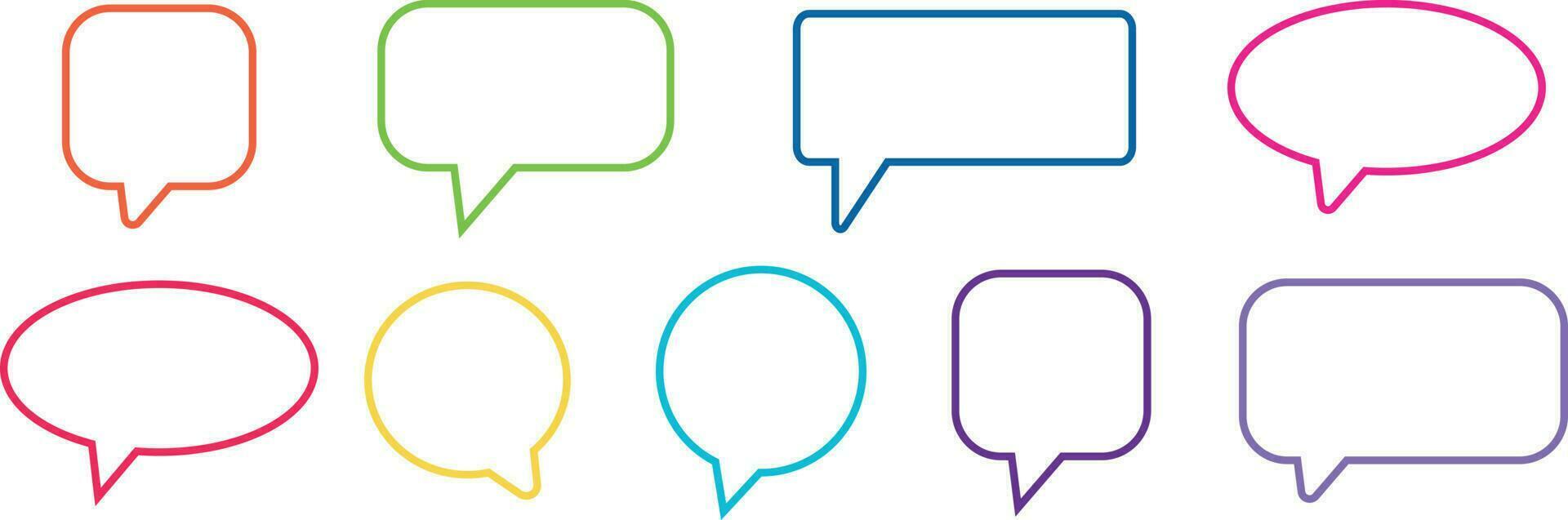 Set of speech bubbles with color contour. Communication and conversation concept. Vector art