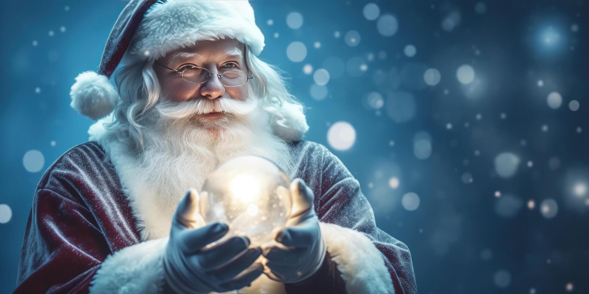 Papa Noel claus participación brillante Navidad pelota ilustración ai generativo foto