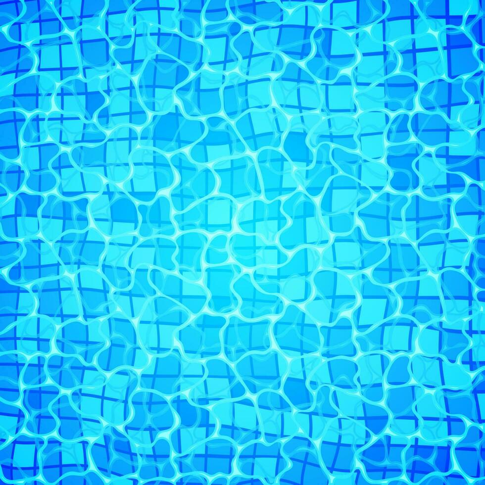 Swimming pool bottom caustics ripple and flow with waves background. Seamless blue ripples pattern. Vector illustration