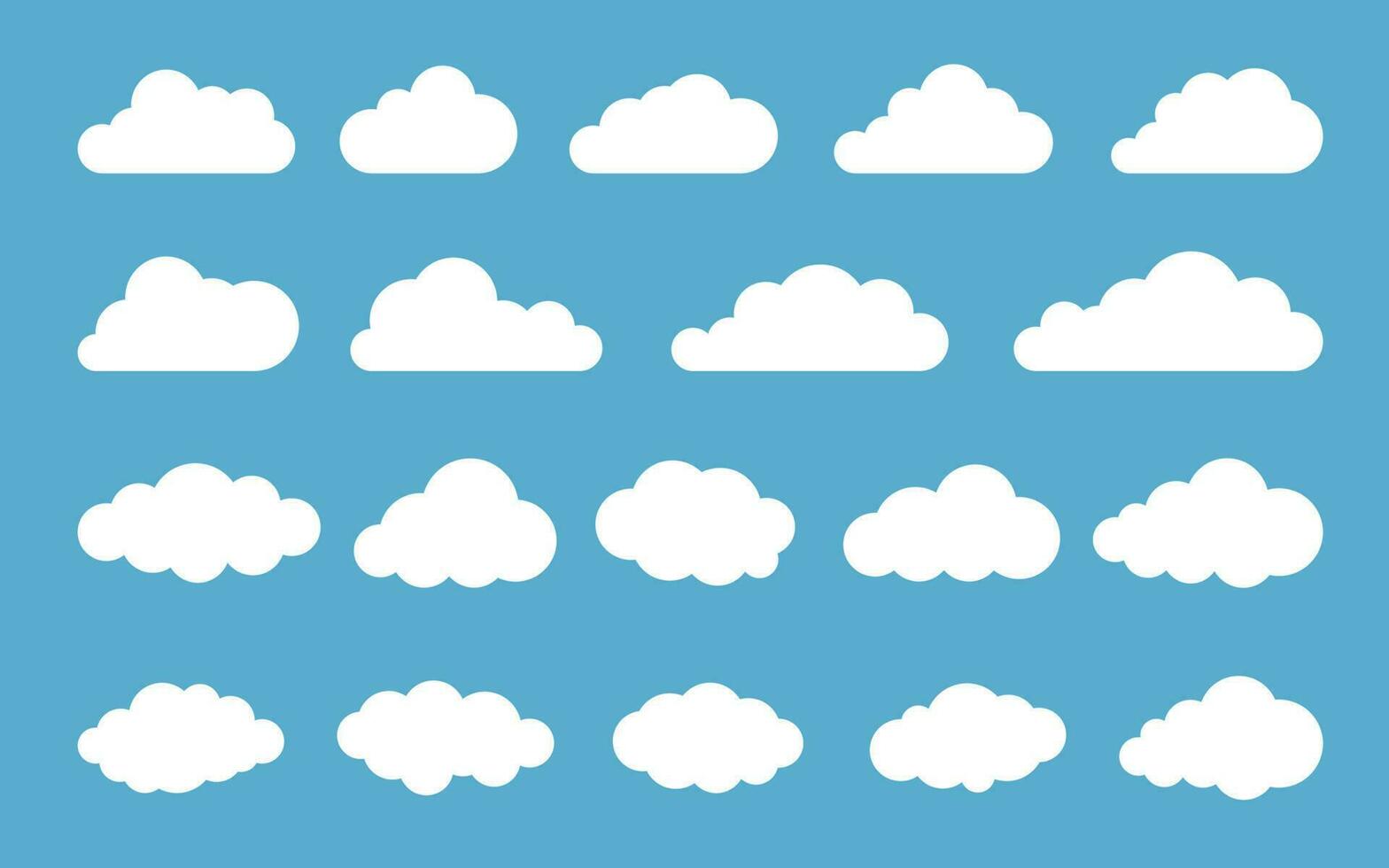Cloud. Abstract white cloudy set isolated on blue background. Vector illustration