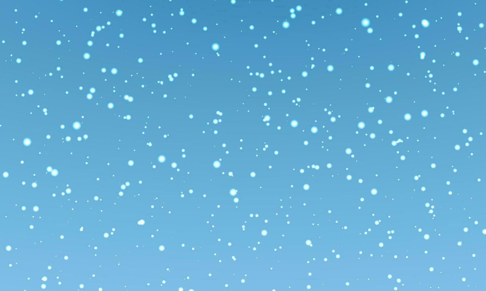 Christmas snow. Falling snowflakes on blue background. Snowfall. Vector illustration