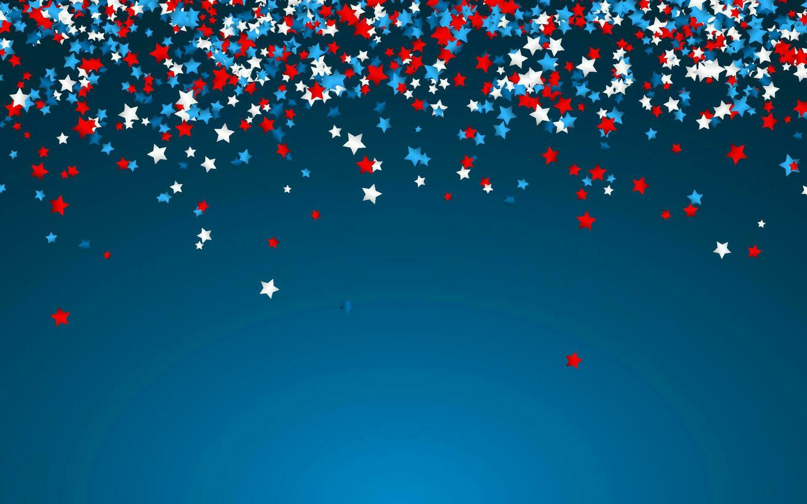 Celebration confetti in national colors of USA. Holiday confetti in US flag colors. 4th July independence day background vector
