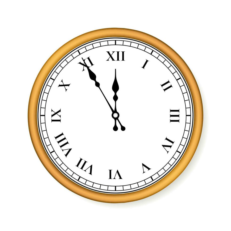 Old Circle clock on white background. Vector illustration