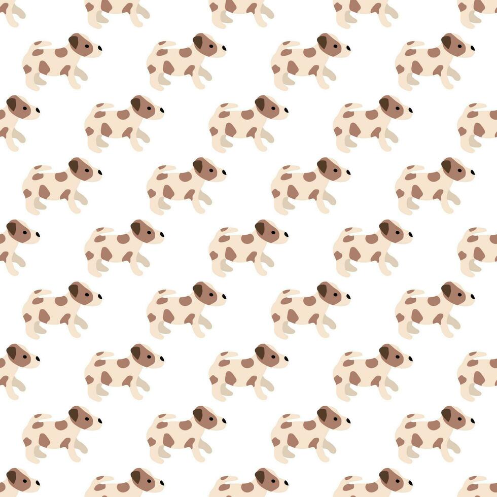 Cute dogs Jack Russell Terrier. Fanny animals . Vector hand drawn seamless pattern. Perfect for baby, kids apparel, print design, textile. White background.