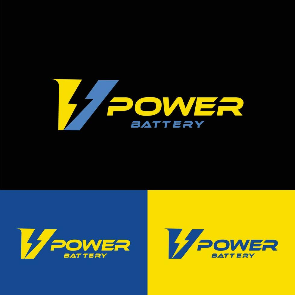 Logo letter V storm or light power battery vector