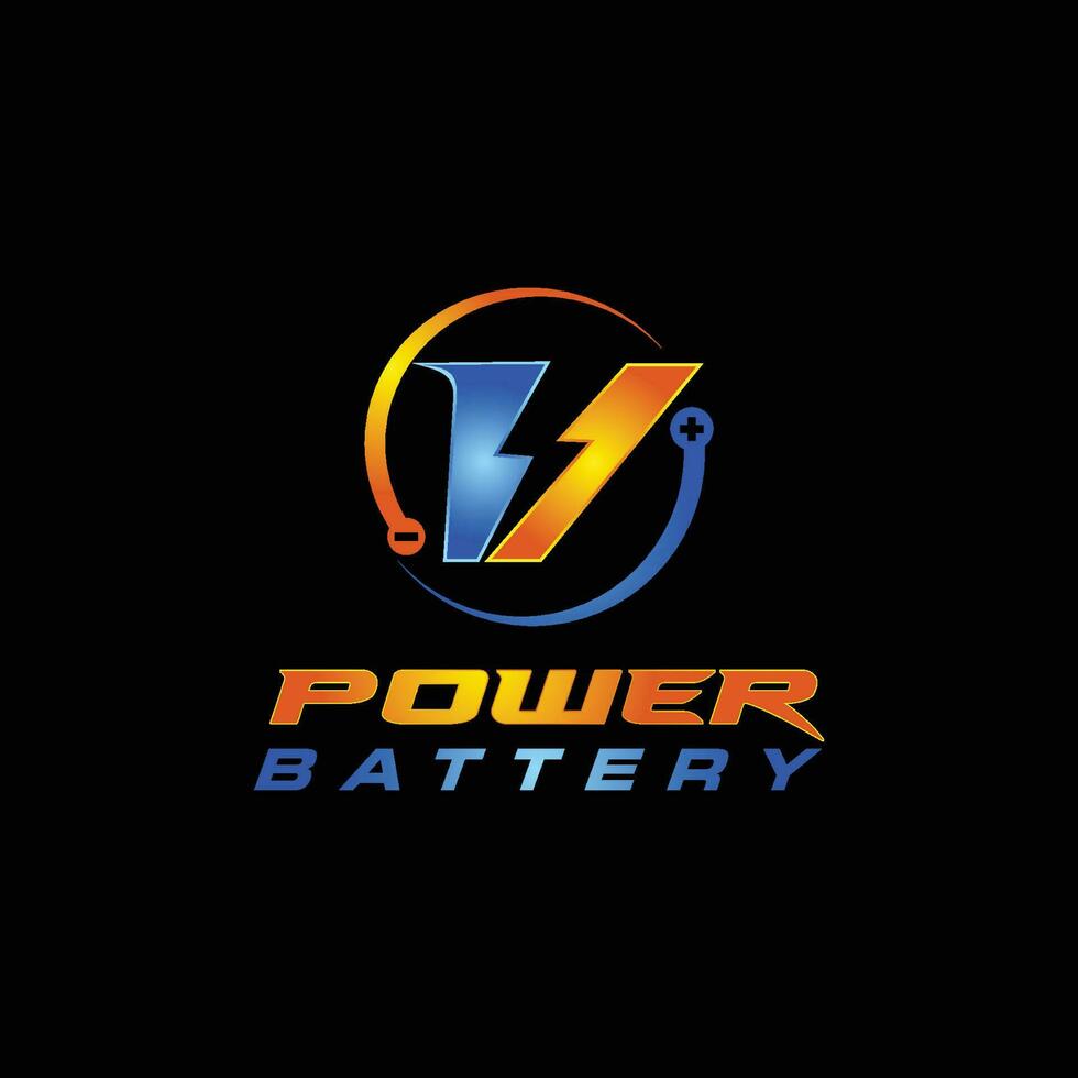 Logo letter V storm or light power battery vector