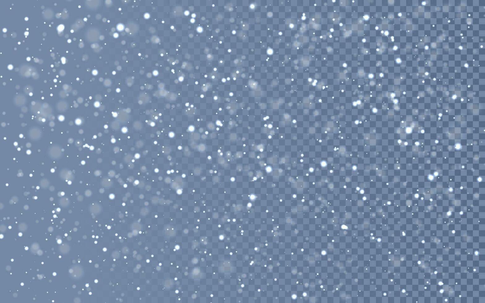 Christmas snow. Falling snowflakes on dark background. Snowfall. Vector illustration