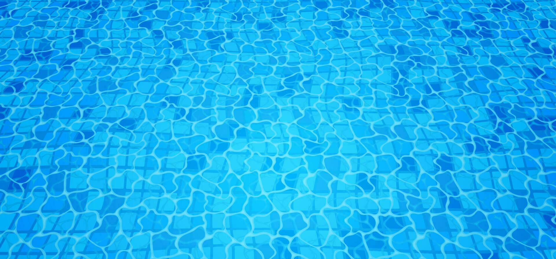 Swimming pool bottom caustics ripple and flow with waves background. Seamless blue ripples pattern. Vector illustration