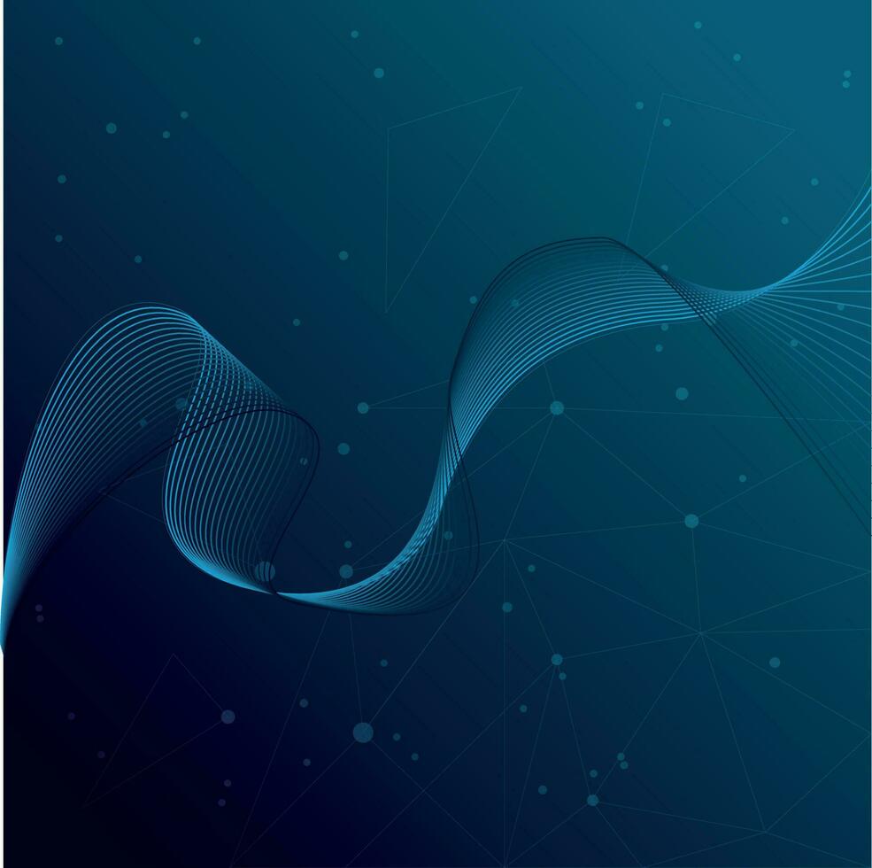 Blue Flowing Lines, Isolated Background. vector