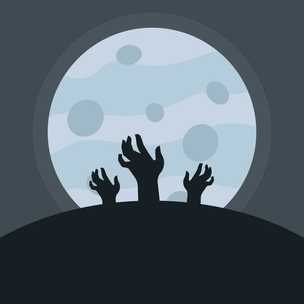 Zombie Hands Silhouettes, Isolated Background. vector