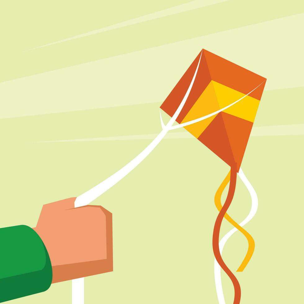 Hand With A Kite, Isolated Background. vector