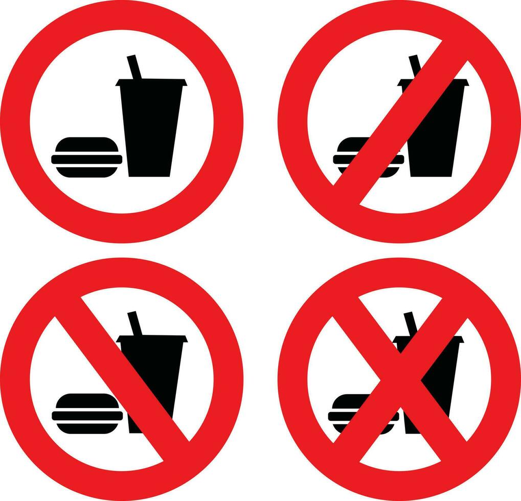 No Food And Drink Sign, Isolated Background. vector