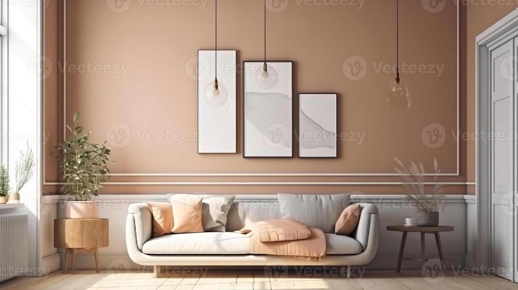 Mock up frame in home interior background, Scandinavian style. photo