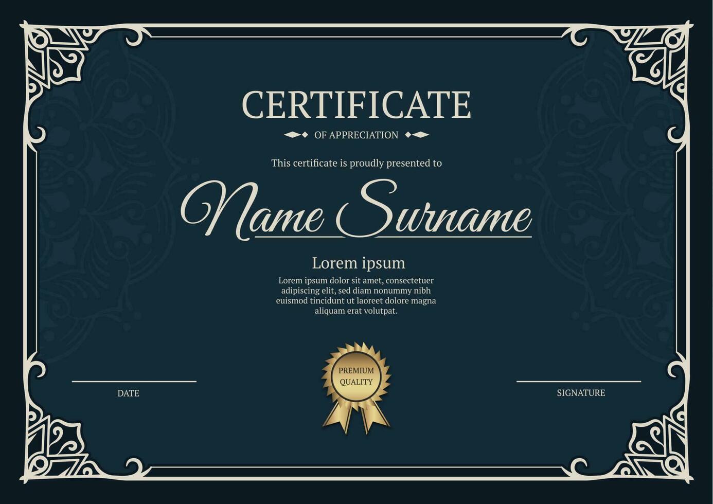 certificate template, with vintage border vector