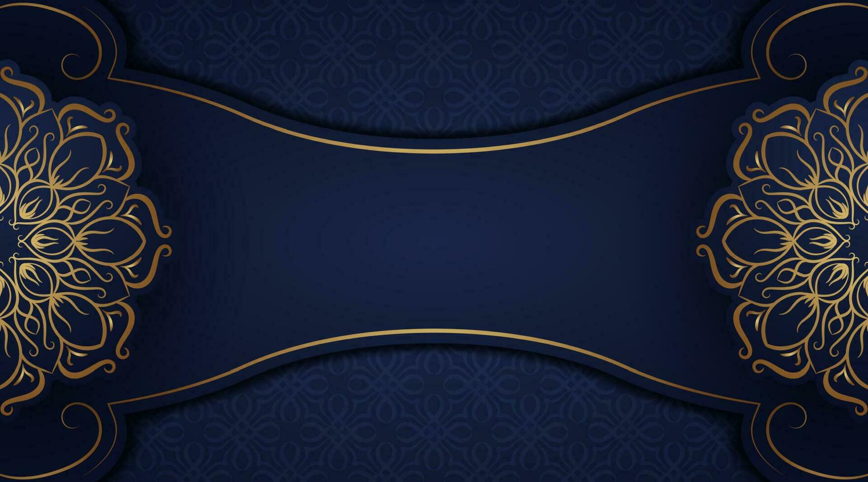 luxury mandala background, blue and gold, design vector